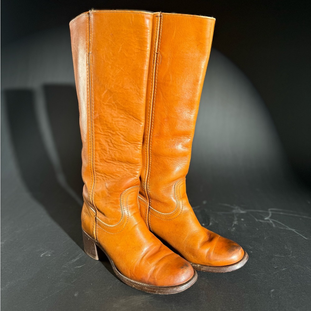 Vintage Frye Campus Caramel Tall Saddle Boots